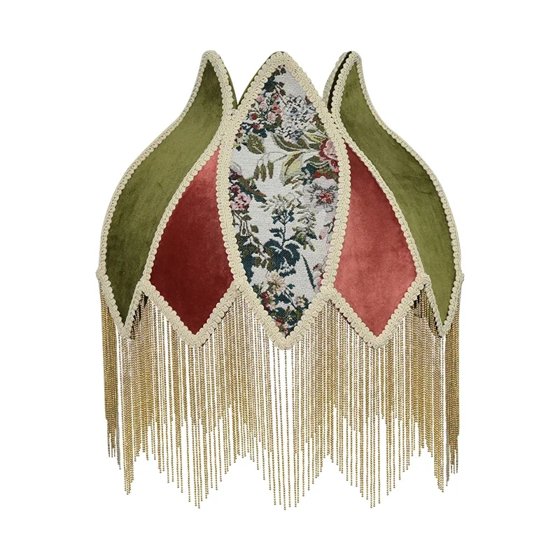 French retro court style lampshade camellia green velvet fringed table lamp/floor lamp