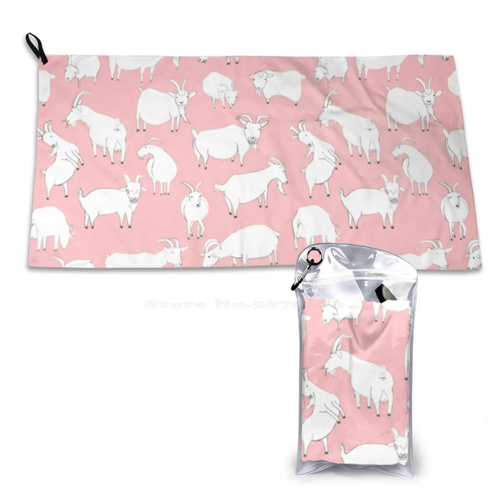 Goats Playing – Pink Pattern Soft Face Towel Home Outdoor Pink Charity Repeat Pattern Screen Cute Animals Children Kids Goats