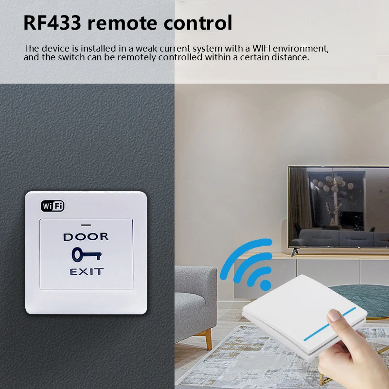 Tuya Wifi Smart Switch Door Exit Push Release Button Access Control System Automatic Reset Smart Life Support Button Manual Open