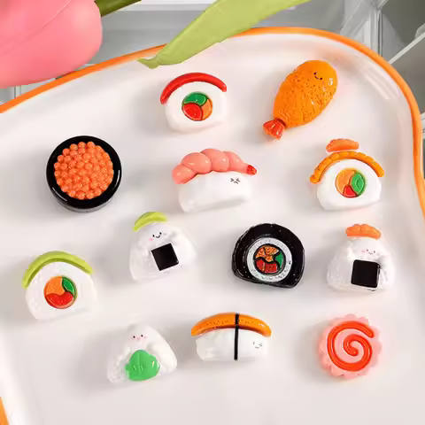 10pcs, Cartoon sushi theme Fridge Magnets Set, Cute Funny Caviar sushi, salmon sushi Decorative Refrigerator Magnets