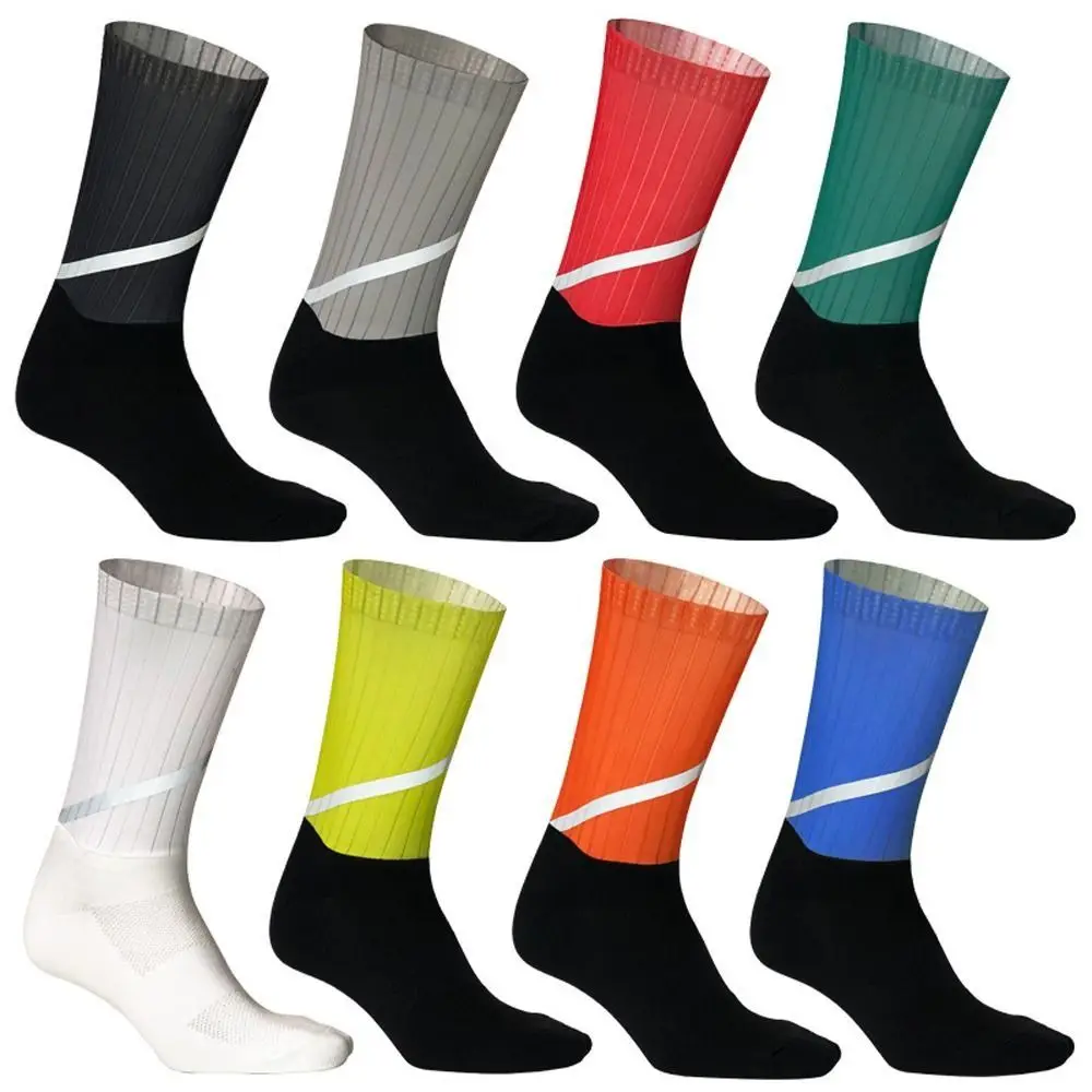 

1 Pair Reflective Cycling Socks Breathable Deodorant Mid Tank Sports Socks Anti Slip Not Deformed Sports Socks Running