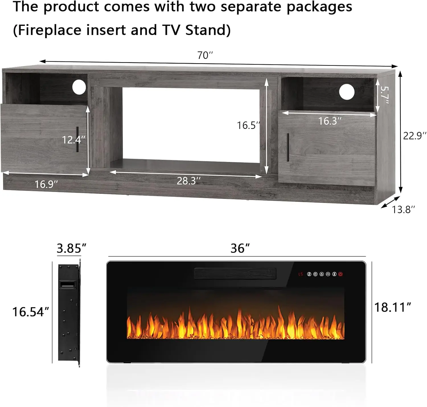 TV Stand with Sliding Barn Door for TVs Up To 73