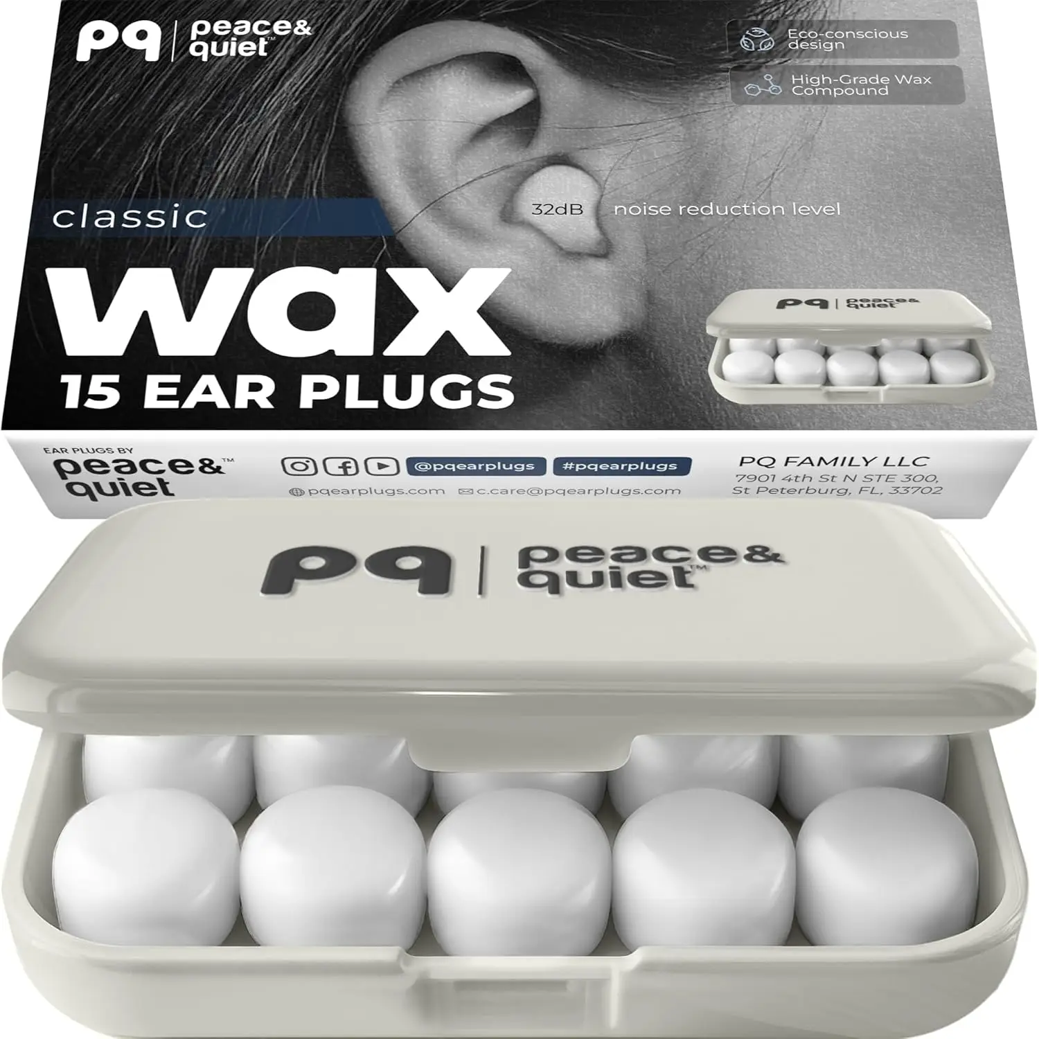 

Soft Silicone Wax Ear Plugs for Sleeping and Swimming, 15-Pack Noise Cancelling with 32 Db Sound Blocking