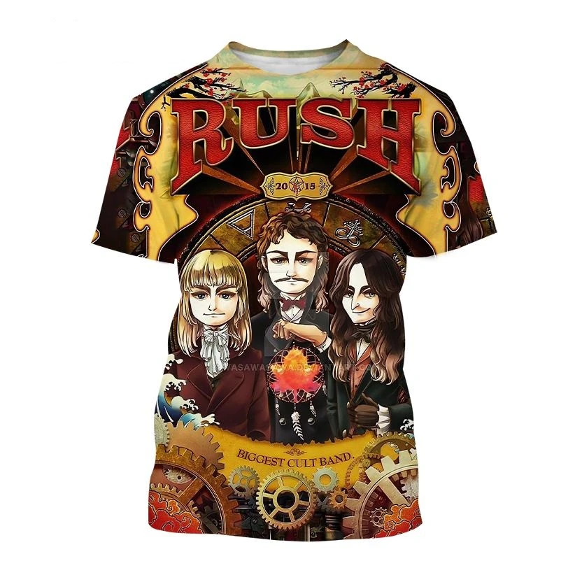 2025 جديد روك راش ثلاثية الأبعاد مطبوعة تي شيرت الصيف الرجال النساء الهيب هوب الاتجاه قصيرة الأكمام التي شيرت الشارع فضفاض عادية المتضخم Y2k القمم