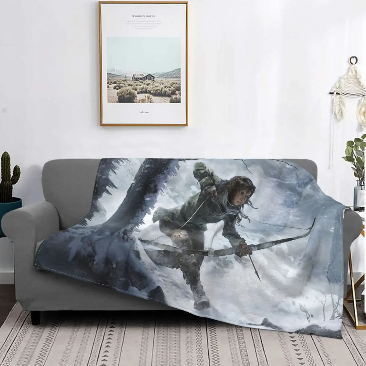 Lara Croft Artwork Tomb Raider Jonah Maiava Game Blanket Flannel All Season Breathable Thin Throw Blankets For Sofa Plush