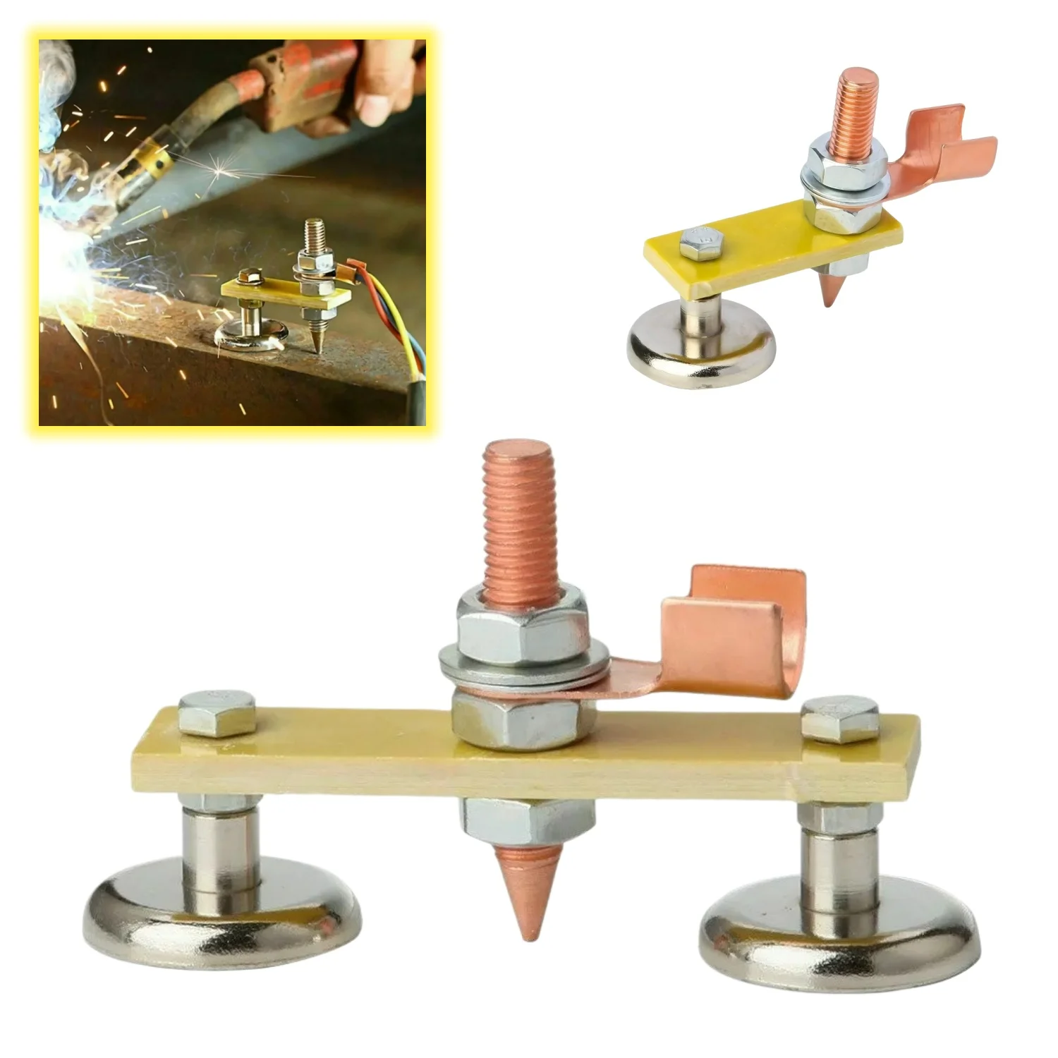 Magnetic Welding Support Ground Clamp Tools Twin Single Welding Magnet Head Strong Magnetism Large Suction Copper Tail Clamps