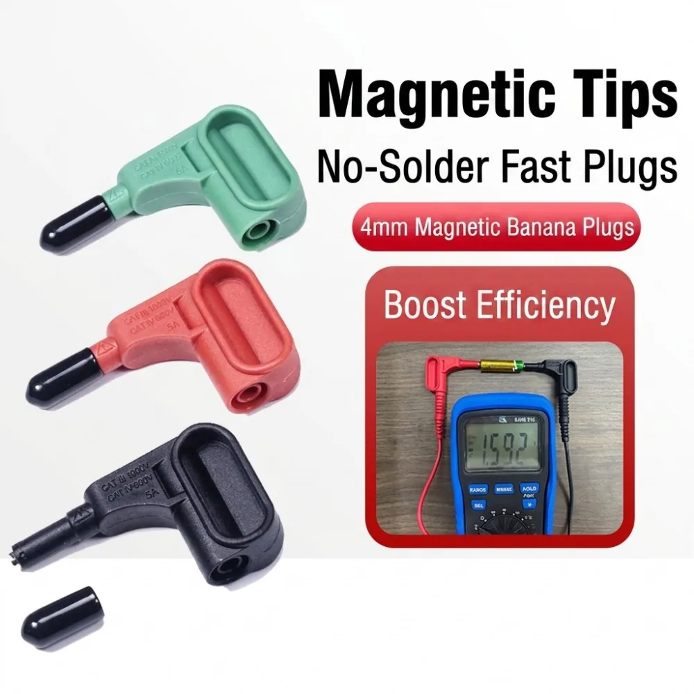 4mm Banana Plug 3PCS Multimeter Magnetic Test Solderless Battery Meter Test Probe Accuracy ±(0.01%+1) for Measurement Testing