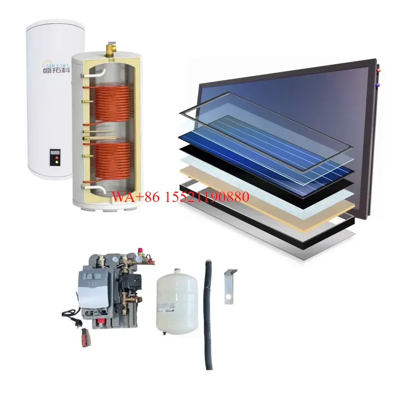 WMWMNU Energy Saving Split Pressurized Solar Water Heater 1000L Flat Plate Design for Household Outdoor Garage Use