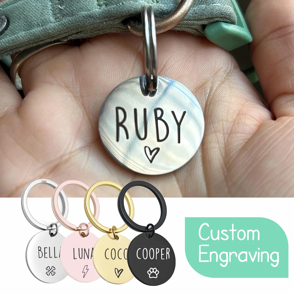 

Personalized Engraved Cat Dog Pet ID Tag Dogs Anti-lost Collar Charm Engraving Pet Name Collar for Puppy Cats Collar Accessories