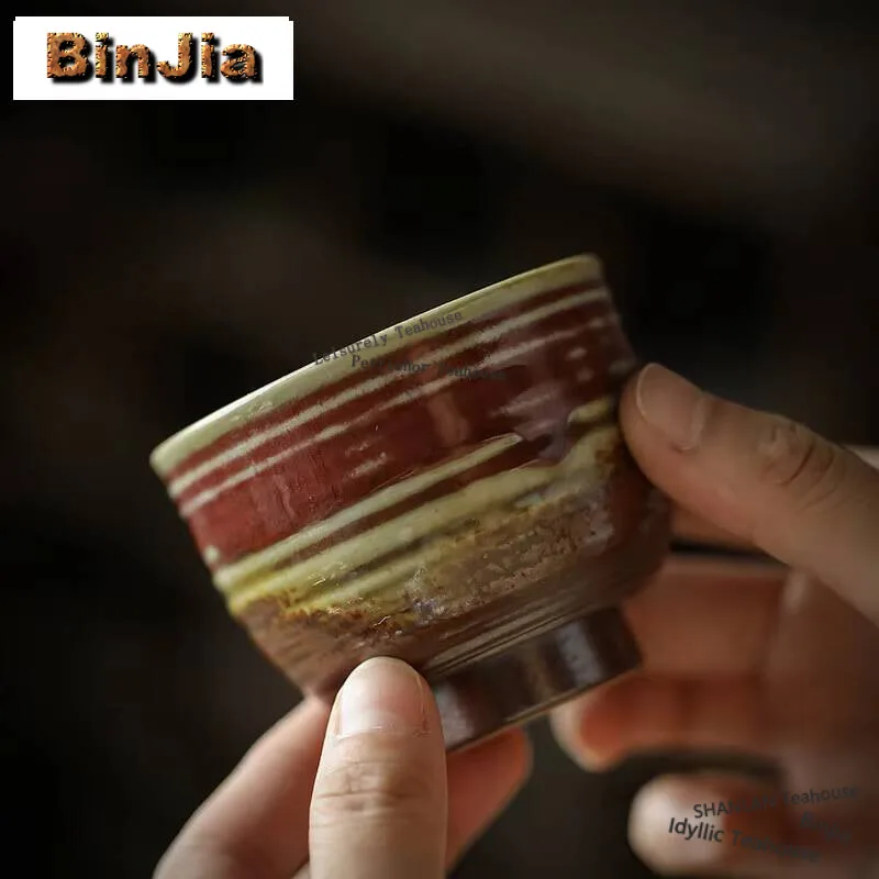 115ml Antique Kiln Change Ceramic Teacup Large Juxiang Cup Ice Cracked Glaze Master Cup Men's Tea Bowl Kung Fu Teaset Drinkware