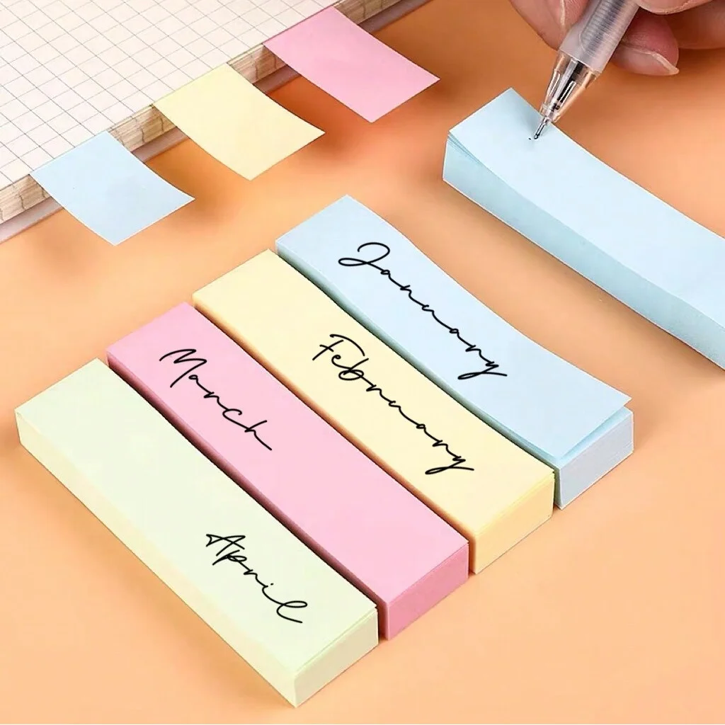 

400sheets/pack Slim Rectangle Mixed Color Sticky Note, Portable Reminder Labels for Teachers, Children, Office and Home Use