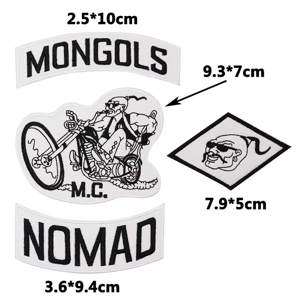 mongols nomad handsome Embroidered large Patch Applique Sewing and iron Hip Hop punk biker Band Rock Clothes Essential item