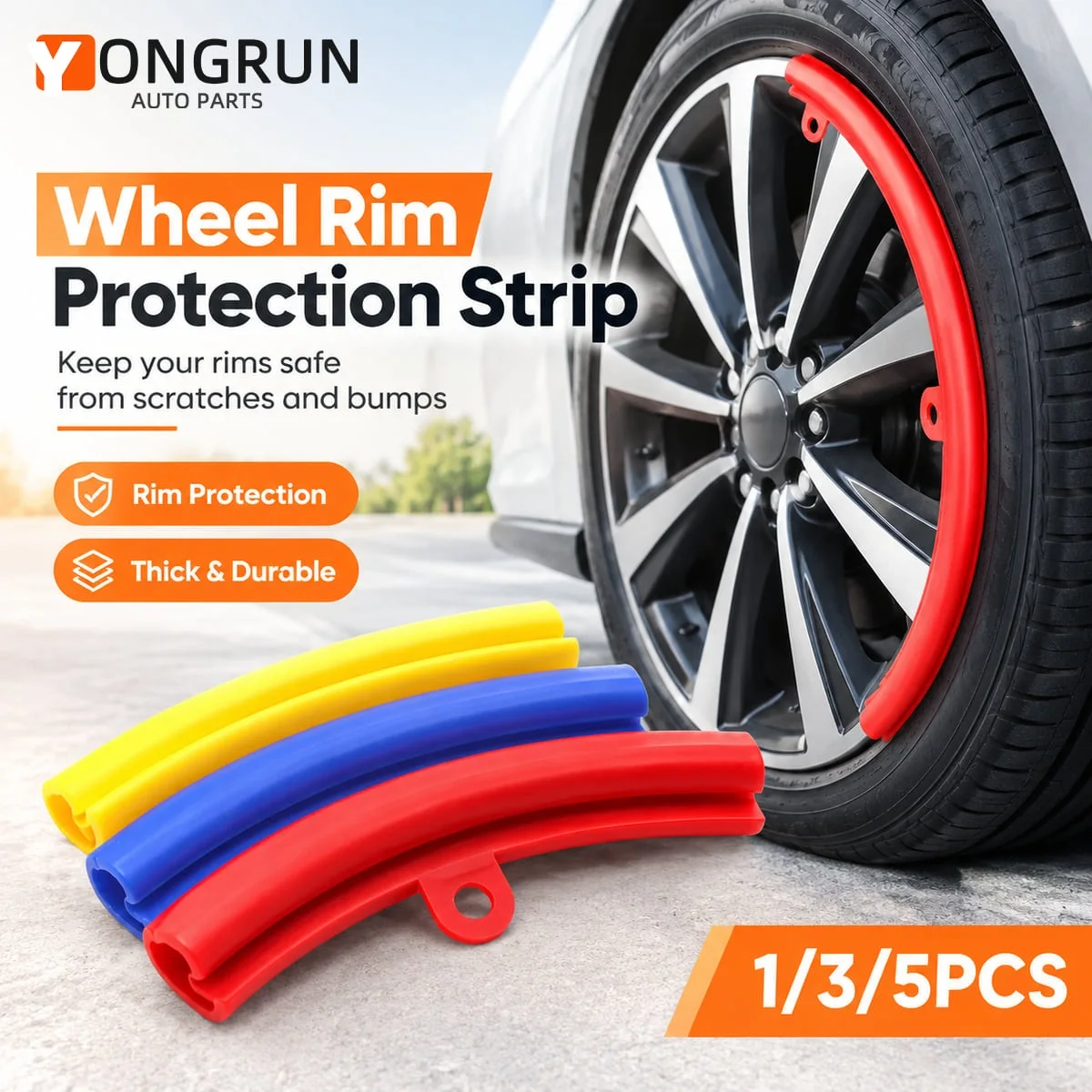 YONGRUN Car Wheel Rim Protector Strip Wheel Edge Guard Anti Scratch Impact Buffer Thick Wear Resistant Flexible Protection