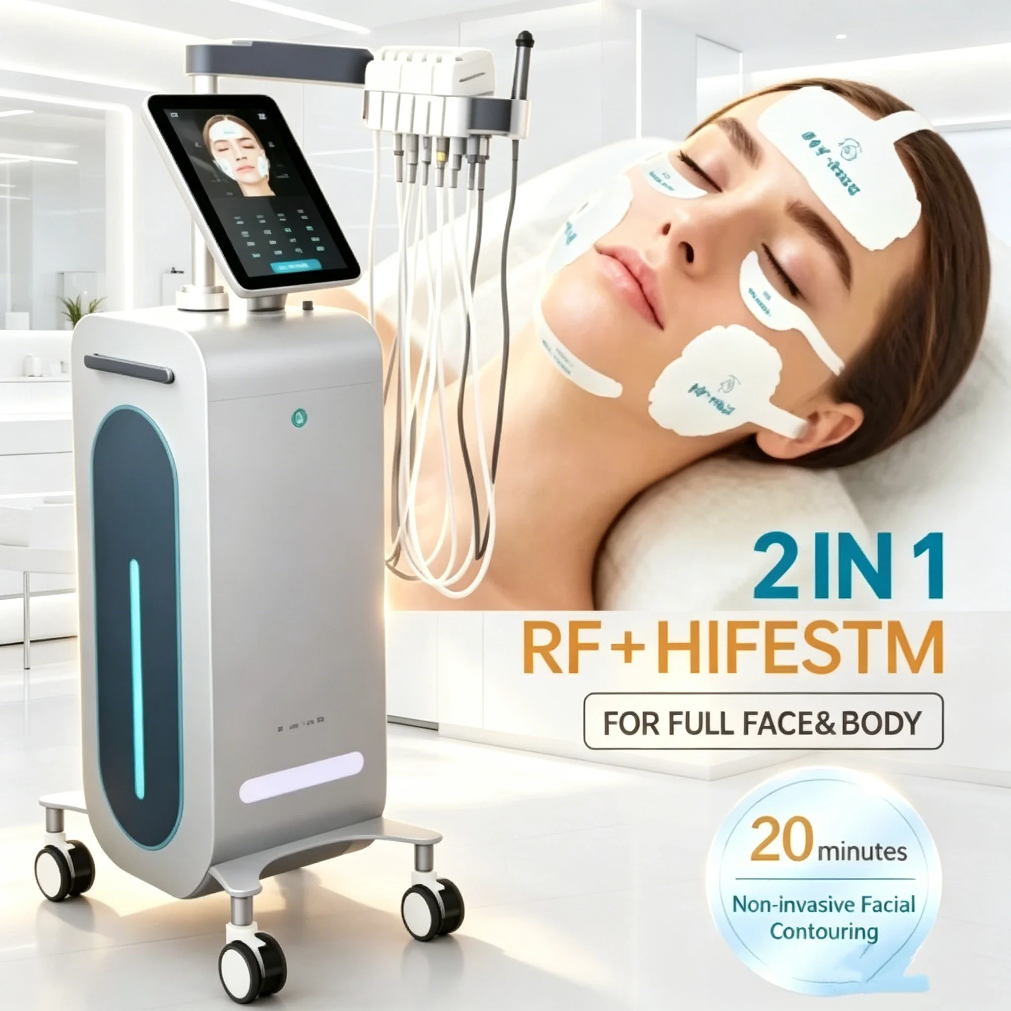 2 In 1 RF HIFESTM V Line Face Lifting Machine Wrinkle Removal Skin Tightening Body Muscle Sculpt Equipment For Salon Home Ues