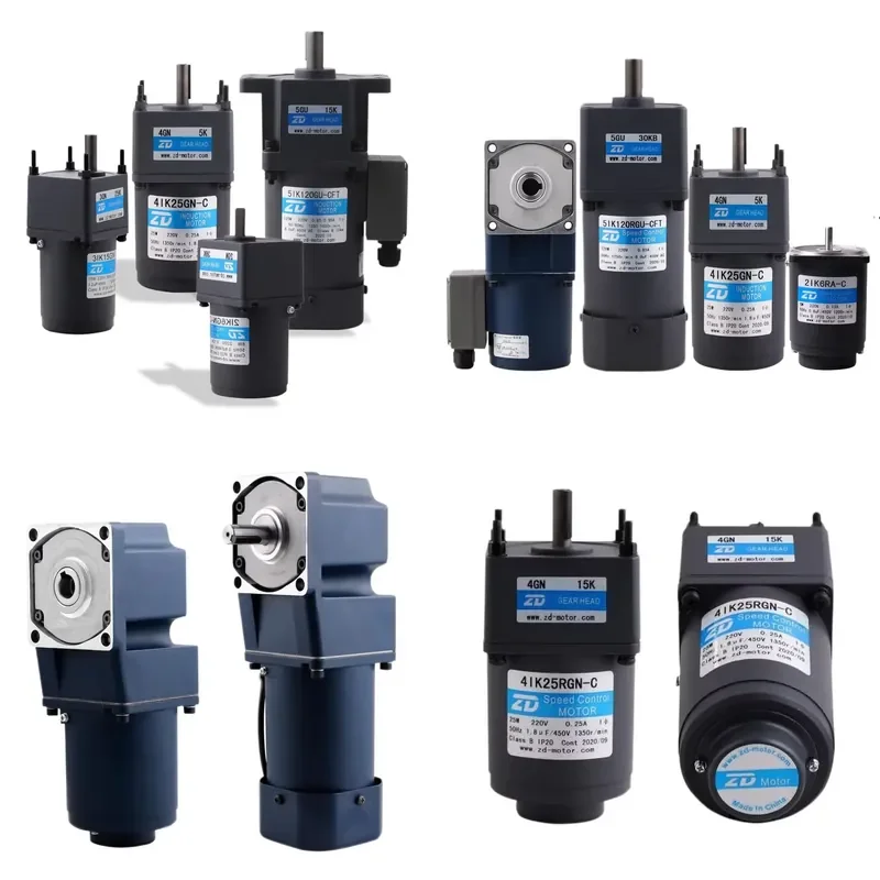 High Efficiency Low Speed High Torque Single Phase Three Phase110-220V10W-90W 120W 180W AC Induction Speed Adjust Gear Motor