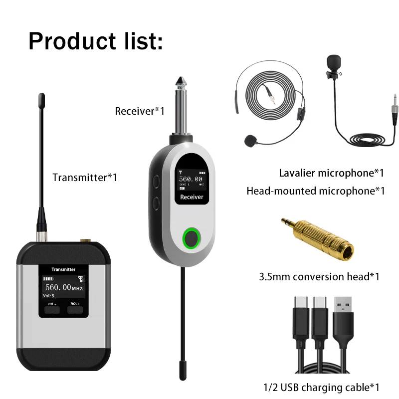 

Беспроводной UHF-микрофон-гарнитура, петличный микрофон для прямых трансляций, с защитой от помех, низкой задержкой, совместим с усилителями звука