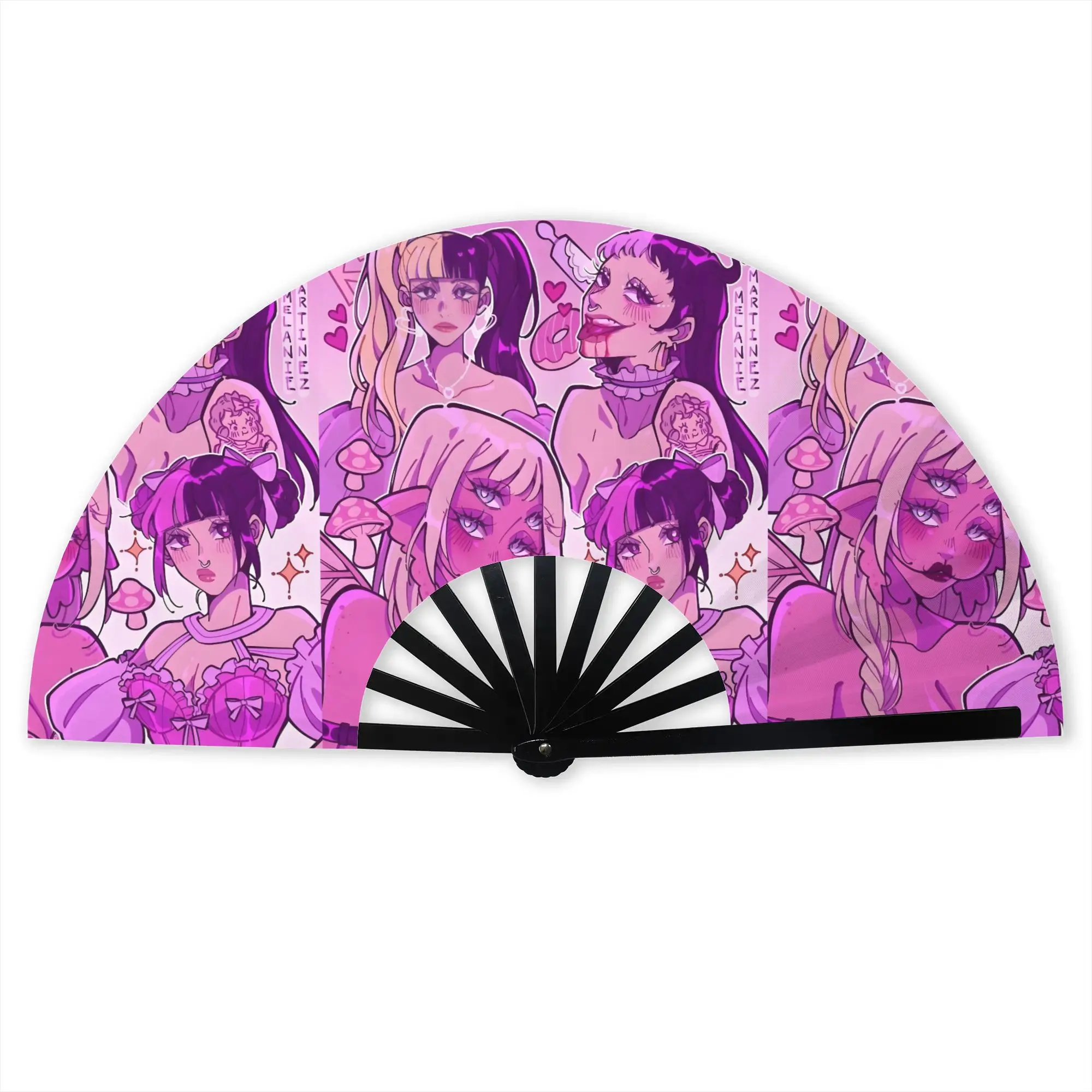 Martinez Melanie  Folding Hand Fan Custom  Polyester Fabric Fan Funny Summer Accessory Decorative Fans