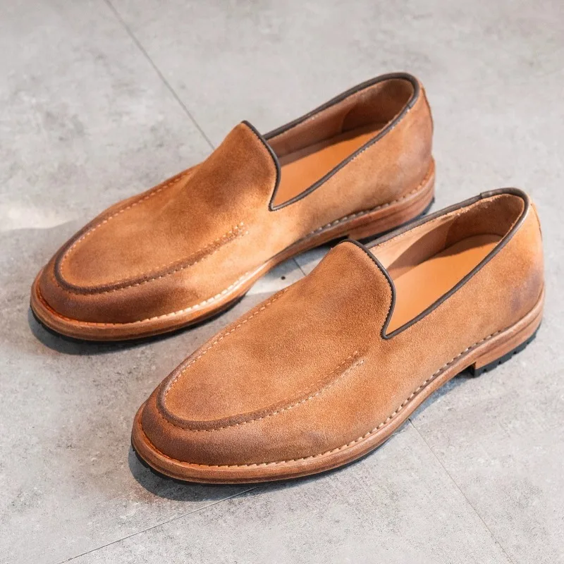 

Дизайнерские люксовые лоферы из замши, мужские туфли из натуральной кожи, повседневные, из коровьей кожи, для работы, мужские оксфорды