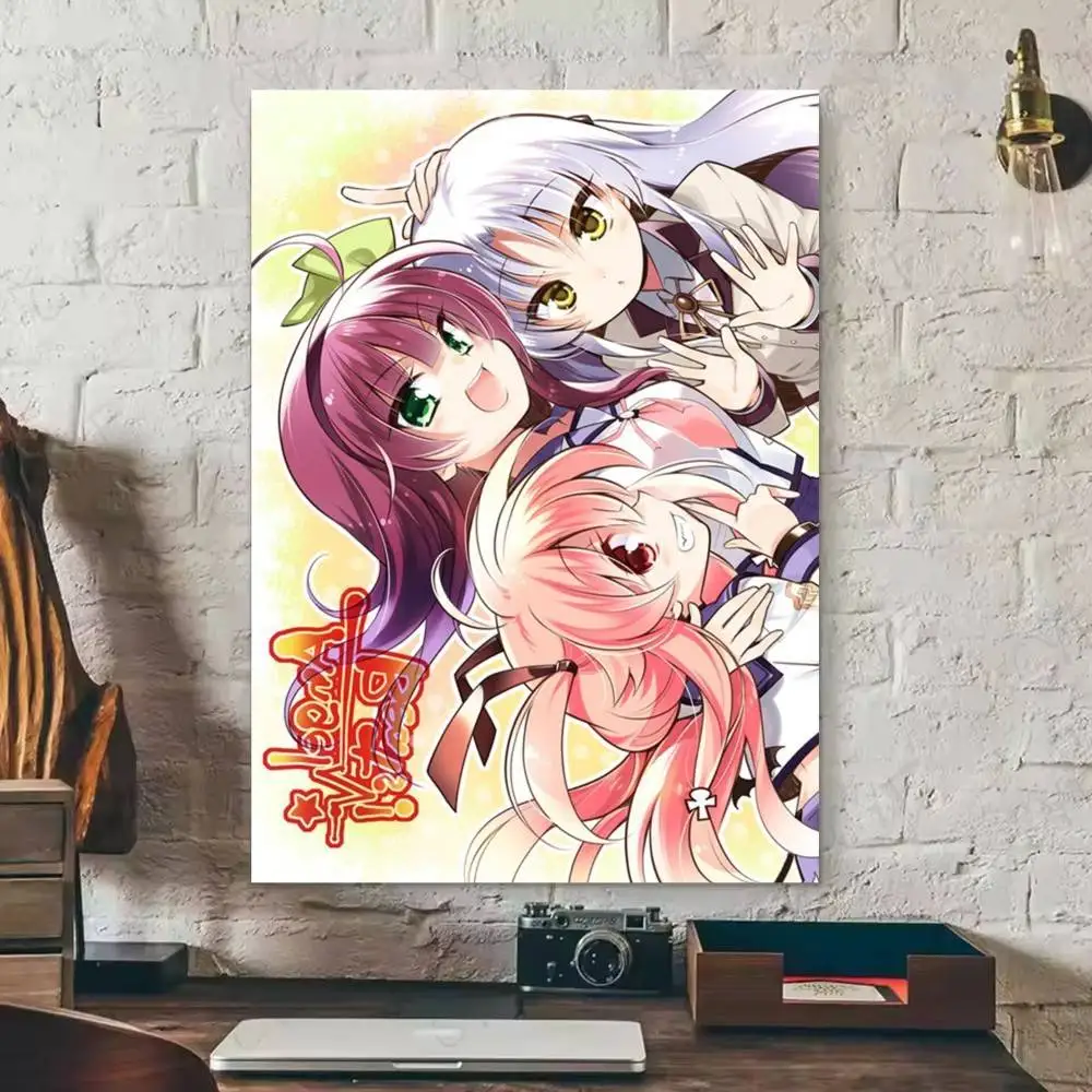 Yui et Hinata Angel Beats!  Poster Waterproof HD Art Wall Decal Self-Adhesive Print