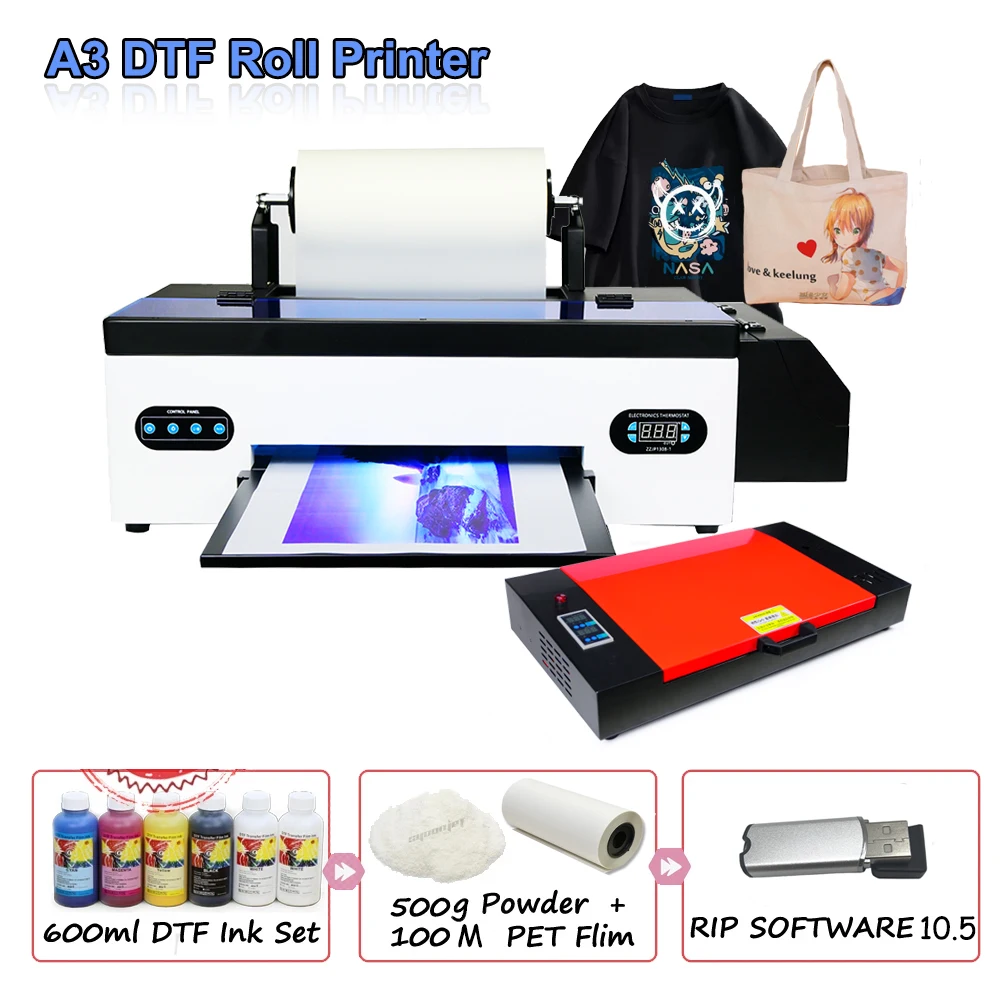 

Digital A3 size DTF Printer PET Film Tshirt Printer DTF Heat Printing Machine For For Hoodies Jacket Hat Jeans