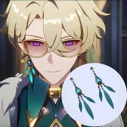 Game Honkai Star Rail Aventurine Cosplay Earrings Peafowl Pendant Ear Studs Ear Clips Eardrops Jewelry Prop Accessory New