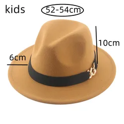 Kids Hat Fedoras Girl Boys Child Small Size 52cm Cute Felt Solid Luxury Casual Girl Hat Caps Solid Chapeau Femme Sombrero Hombre