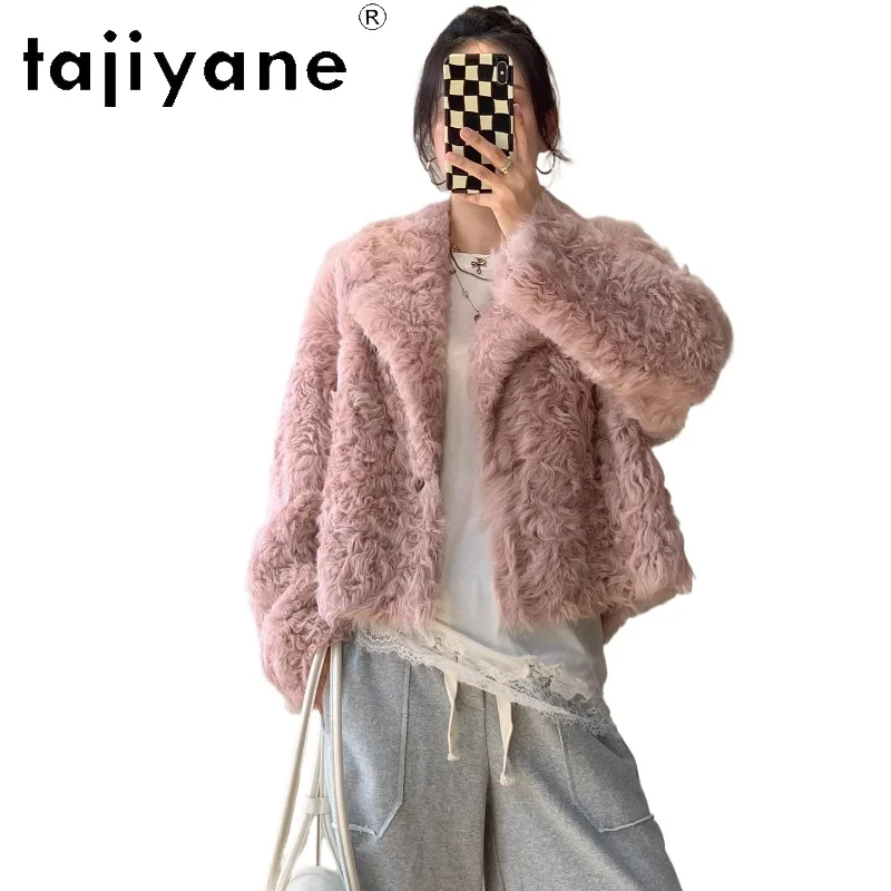 TAJIYANE 100%Natural Tuscany Wool Sheepskin Double Faced Fur Coat Woman Turn-Down Collar Real Fur Jacket Winter Clothes 2025шуба