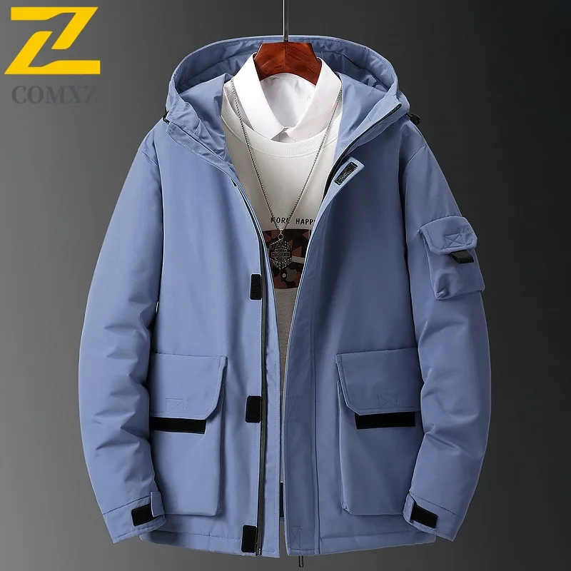 COMXZ 2025 Mens Puffer Jacket Winter Thickened Korean Style Couple Warm Coat leisure outdoor sports lightweight windbreaker