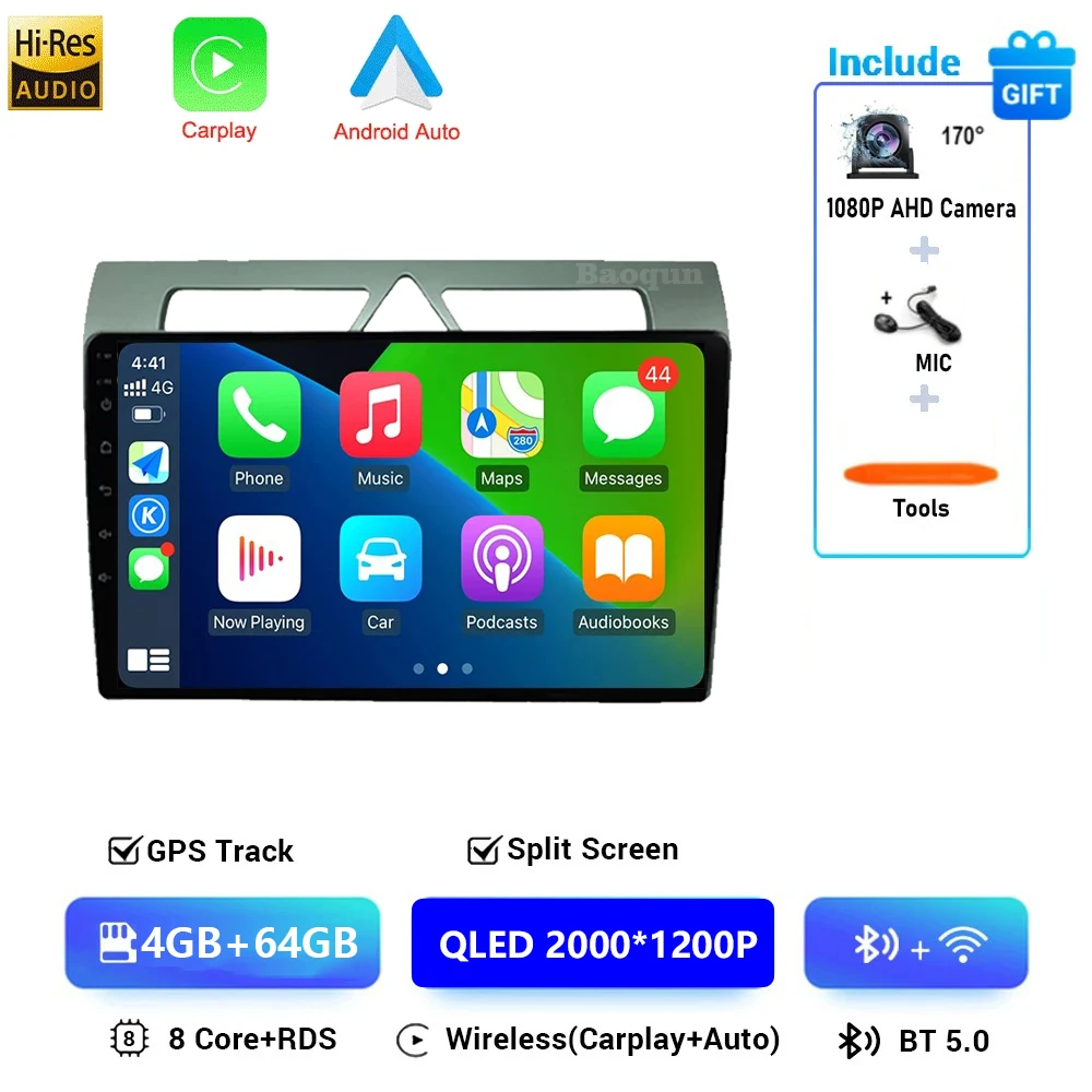 Auto radio voor Kia Picanto 2007 - 2010 Android 16 All-in-one Carplay Auto multimediaspeler autoradio GPS navigatie