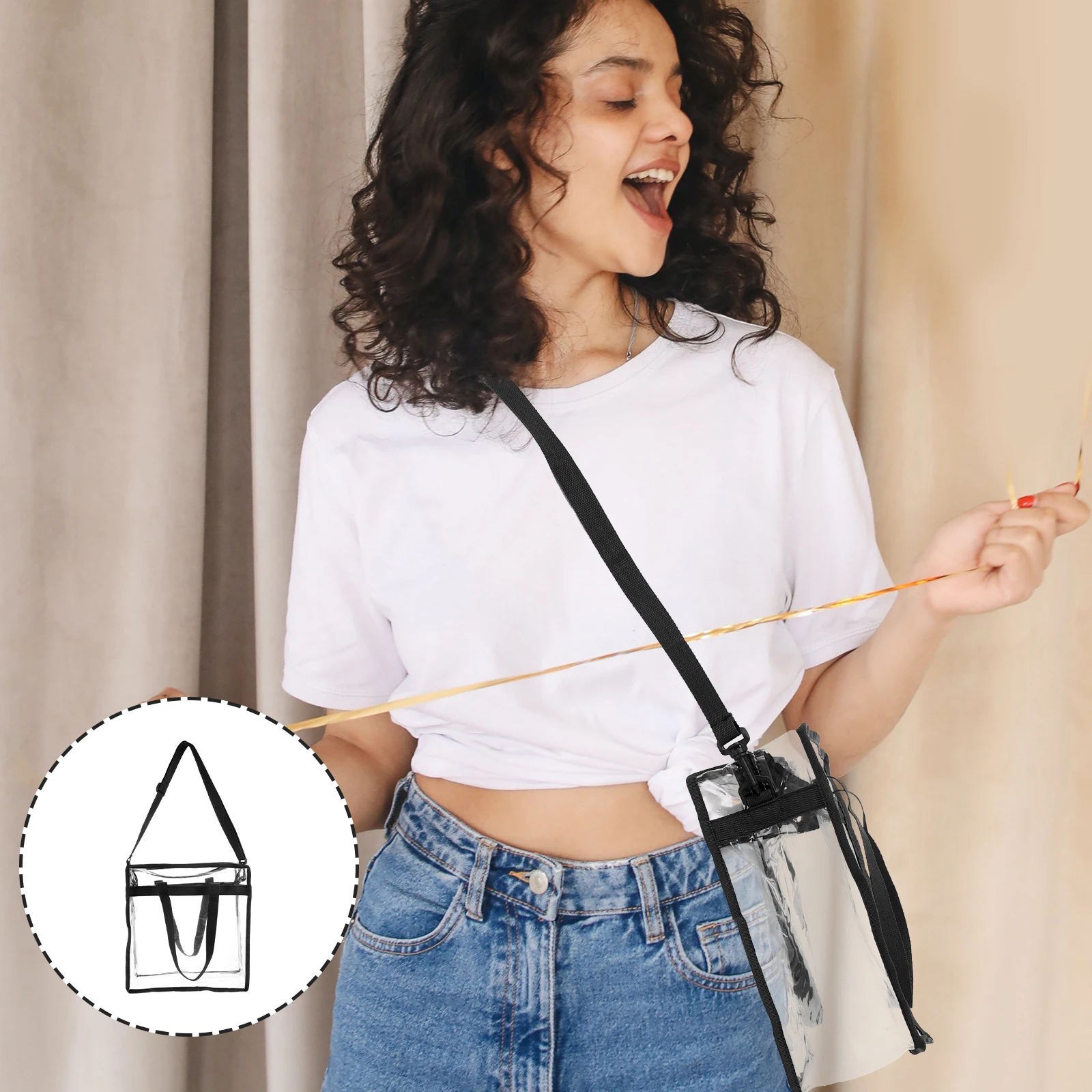 

Travel Storage Bag Shopping Bags Clear Tote Handbag Pvc Transparent Beach Outdoor with Zip Zipper
