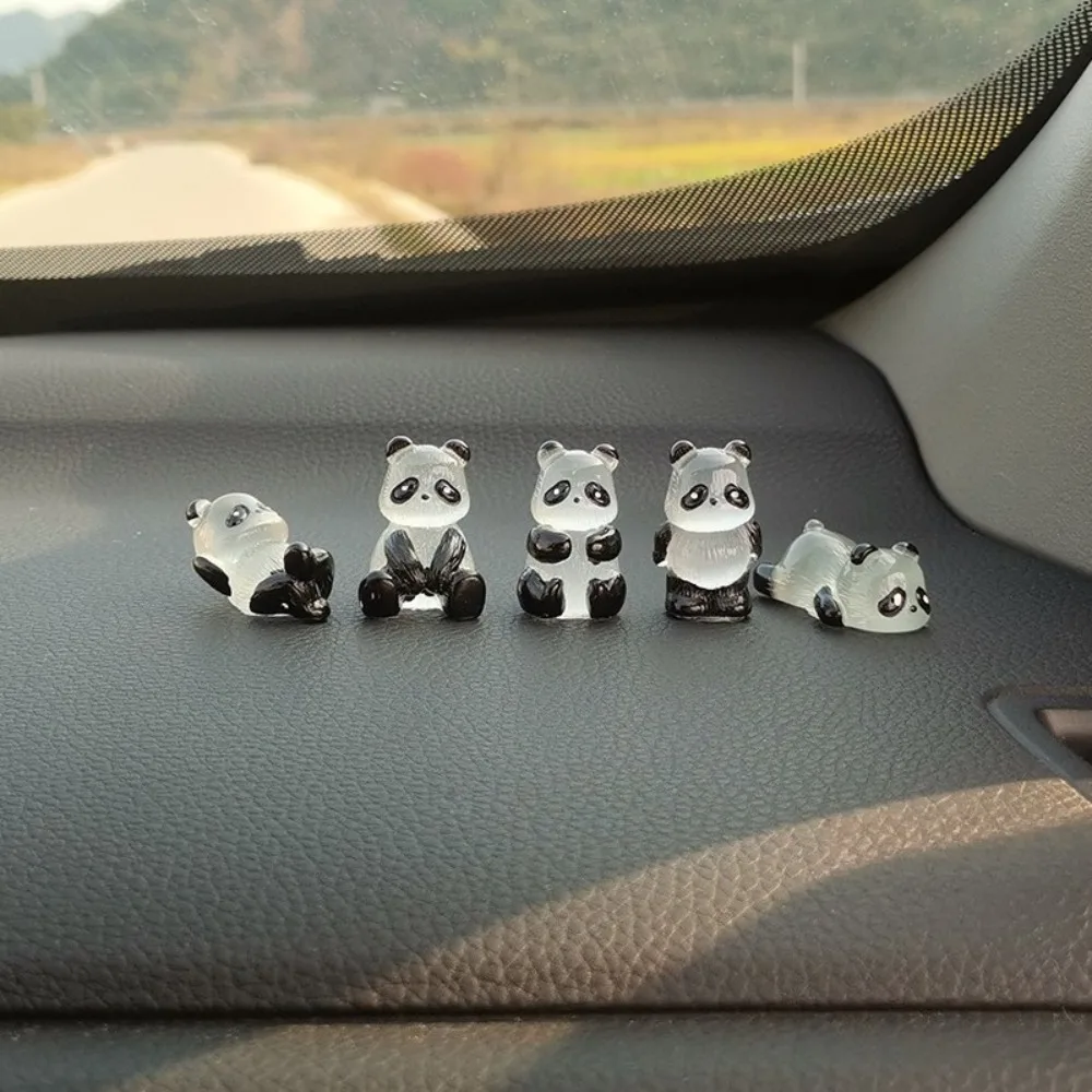 5PCS Luminous Glowing Panda Mini Figurines Glow in Dark Fairy Garden Bonsai Desk Decoration Miniature Ornament Home Accessories