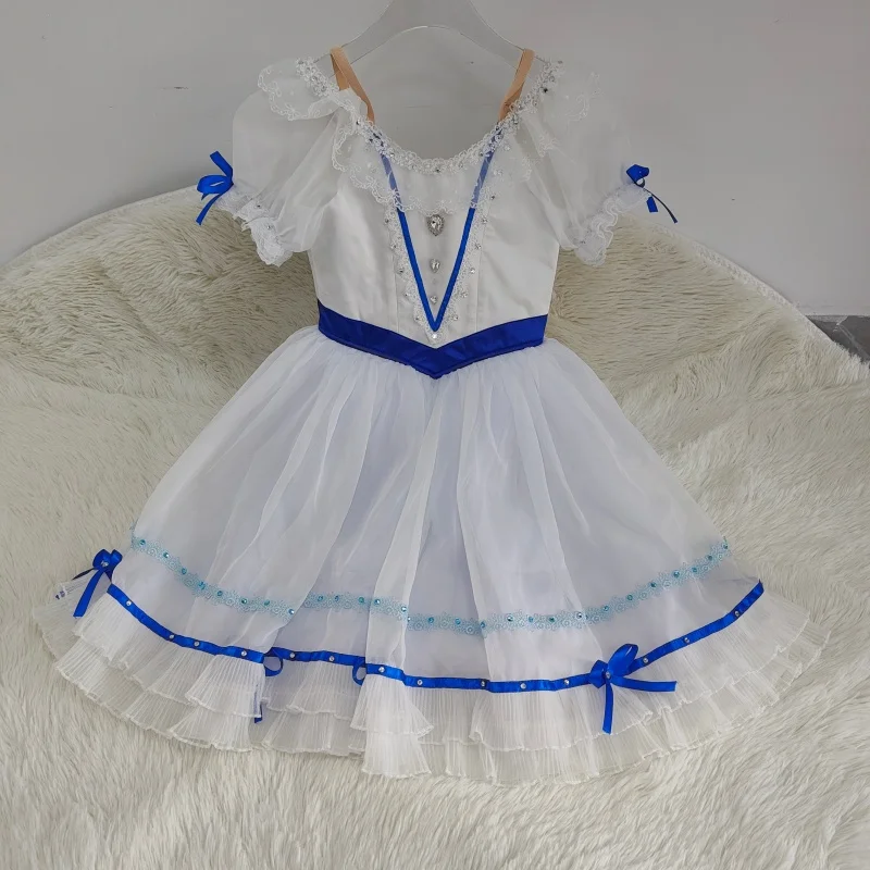 BT2607231001 Hochwertige Maßgefertigte Mädchen-Ballett-Tanzkleidung Gilsay Blaues Langes Romantisches Tutu-Kleid