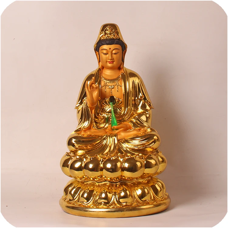 38CM large Asia family HOME hall Temple Shrine efficacious protection Buddhism gold Guanyin Bodhisattva buddha FENG SHUI statue