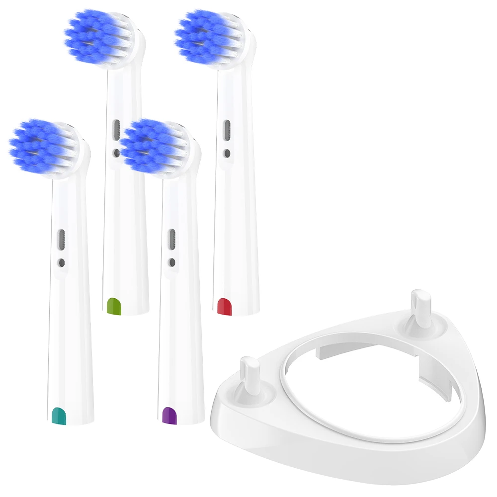 4 Rotating Soft Replacement Brush Heads & Toothbrushes Head Holder, Compatible with Oral B Electric Toothbrush, for Pro 1000 500