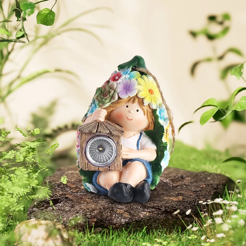 Fruit Shaped Hanging Fairy Solar LED Light Resin Tree Ornament Waterproof Outdoor Yard Patio Hanging Lamp Mini Garden Decor