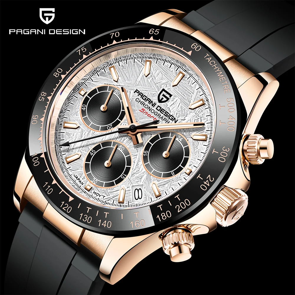 

2024 PAGANI DESIGN New PD-1644 Meteorite Dial Fashion Men Quartz Wristwatches 100M Sapphire Glass Chronograph relogio masculino