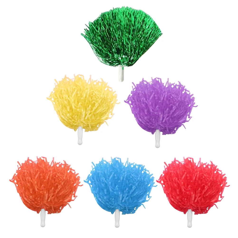 

12pcs Glitter Cheerleader Pom Poms Plastic Reusable Sports Event Team Props Accessories Souvenir For Football