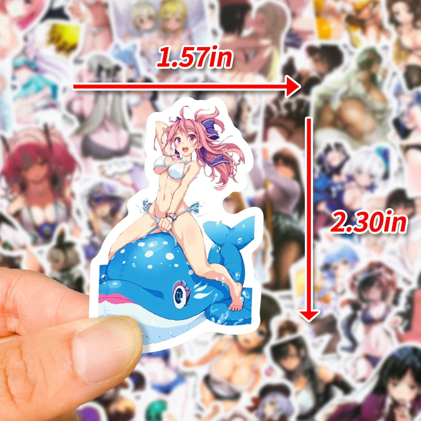 50pcs Anime Erotic Cute Bikini Sexy Girls Cartoon Sticker Laptop Skateboard Waterproof Graffiti DIY Adult Decals