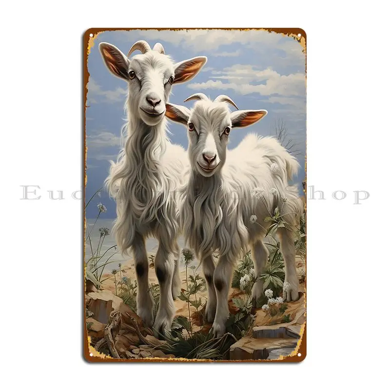 Tales Of The Playful Kids A Journey With Two Young Goats Metal Plaque Poster Club Bar Cave Designing Cave Garage Tin Sign Poster