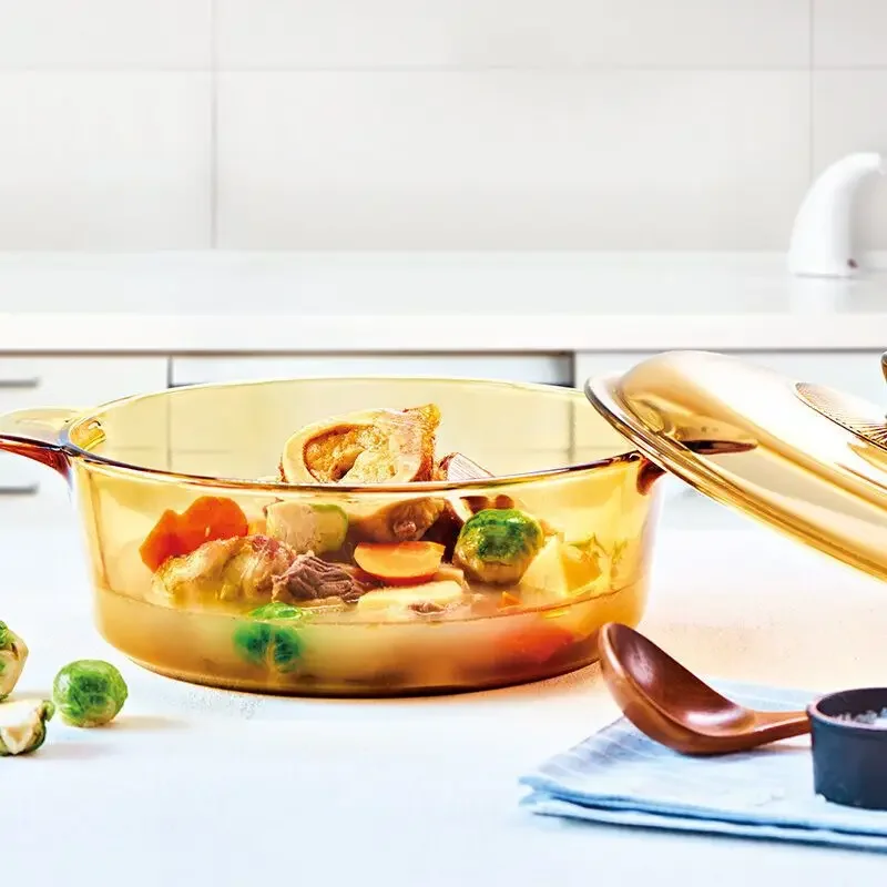 1,6l Bloempatroon Glas Transparant Amber Pot Slowcooker Keramisch Hoog Borosilicaat 900 Graden Koud En Hittebestendigheid