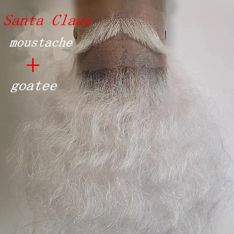 New Santa Claus Beard Synthetic Hair Short Cosplay Men White Hairpiece Accessories Christmas Gift  High Quality Hand Made