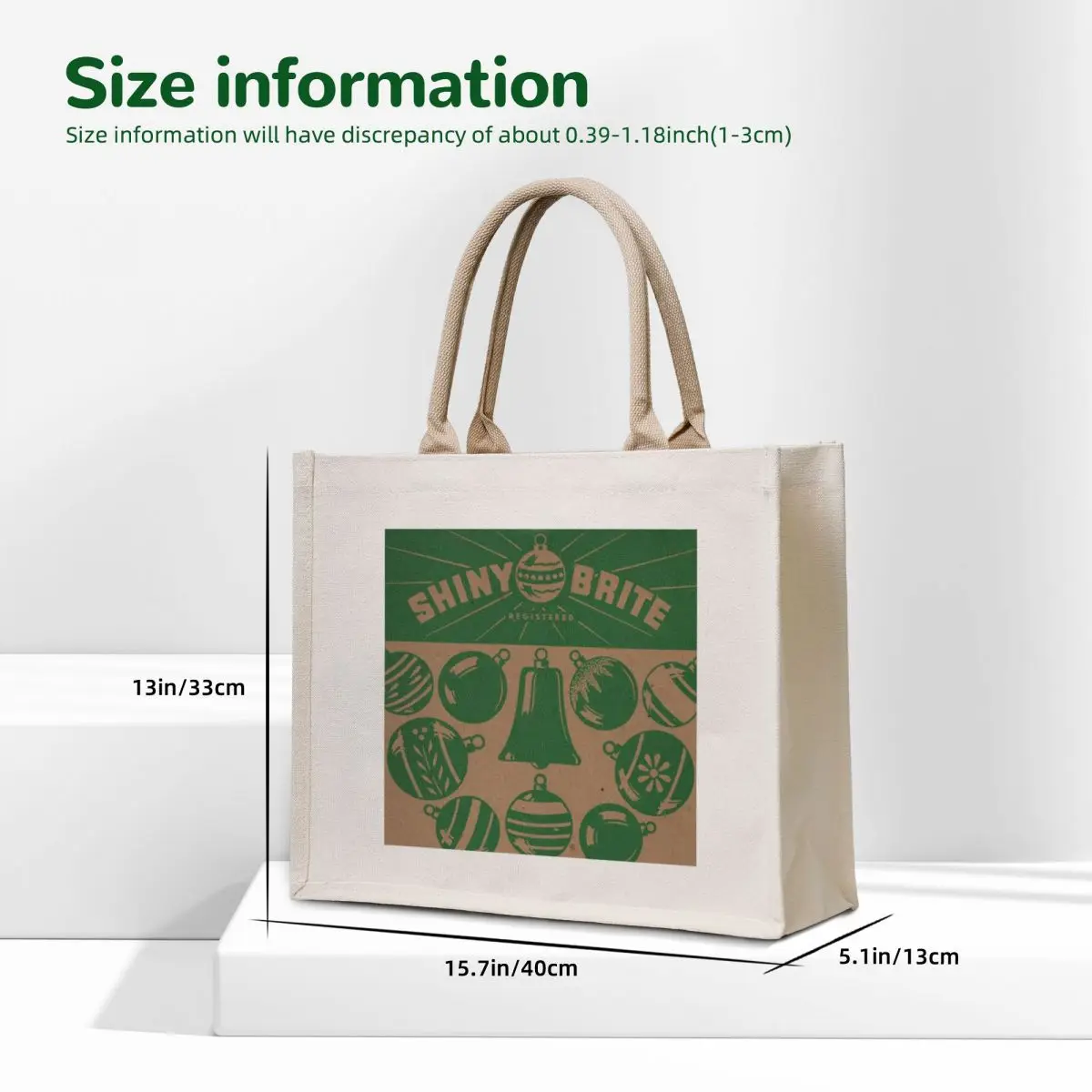 Old Shiny Brite Christmas Ornament Box Top Art Bright Tote Bag cute tote bag university shopper bag Reusable bags