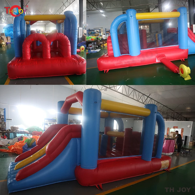 Castillo hinchable con tobogán para niños, lona inflable de PVC, azul y rojo, 5,2x2,5 m