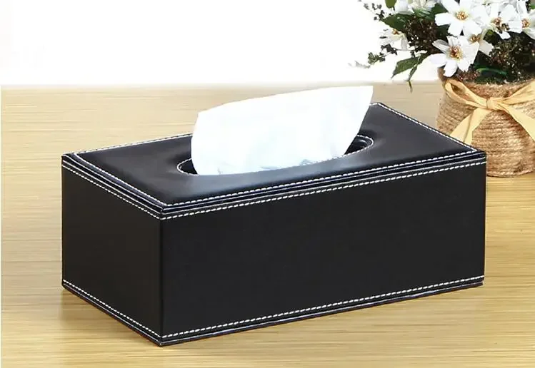 

High Quality Fashion PU Leather Tissue Box Cover Car Home Napkin Paper Container Case OK 0748