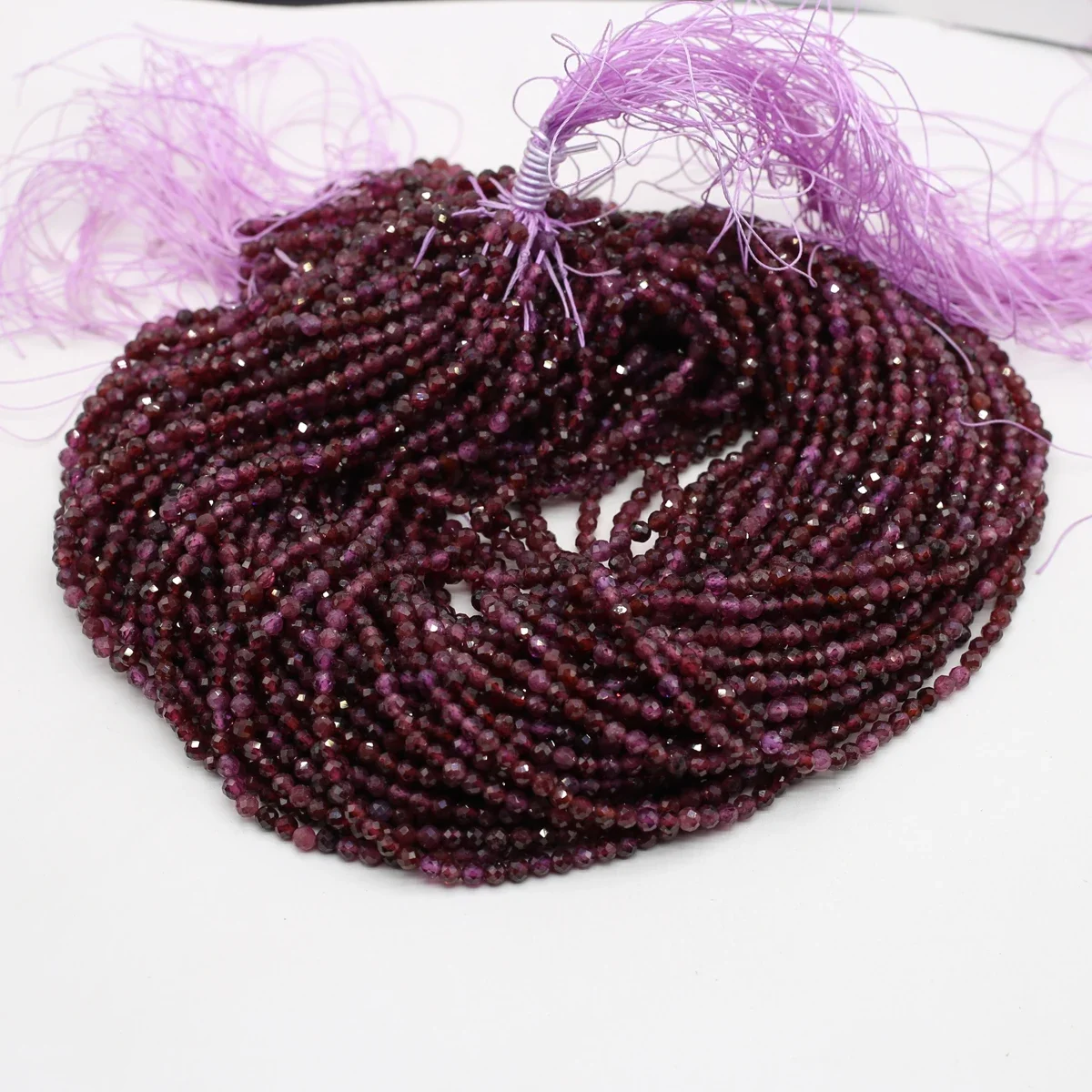 2mm 3mm 4mm Natural Garnet Beads Wine Red Faceted Round Loose Bead Strand for DIY Necklace Bracelet Jewelry Making Supplies 38cm