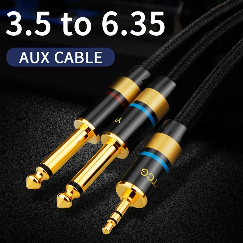 

YYTCG Hifi Audio Cable 3.5mm Jack to Dual 6.35mm for PC Headphone Mixing Console 1/8" 3.5 to 2 Jack 1/4" 6.5 Cable 1M 2M 3M