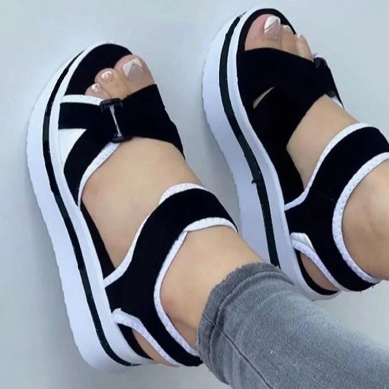 Sandalias de tacón con plataforma para Mujer, zapatos ligeros de cuña, 2024