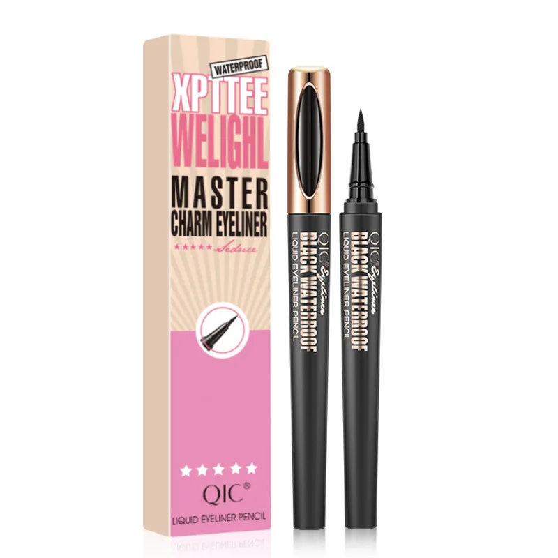 QIC Mascara Waterproof Thick Curly Silicone Brush Head Eyelash  Lengthening Lasting 24h 4D Mascara Eyeliner Set Female Cosmetics