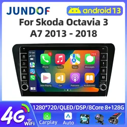 Jundof 2 Din Android 13 Car Radio For Skoda Octavia 3 A7 2013-2018 Multimedia Video Player 4G WiFi Navigation Carplay Head unit