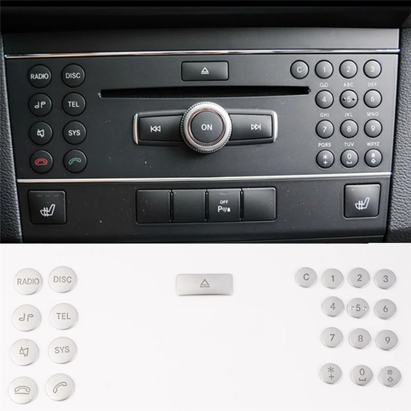 Car Center Console CD Panel Button Sequins Sticker Trim for Mercedes Benz C Class W204 GLK X204 Accessories